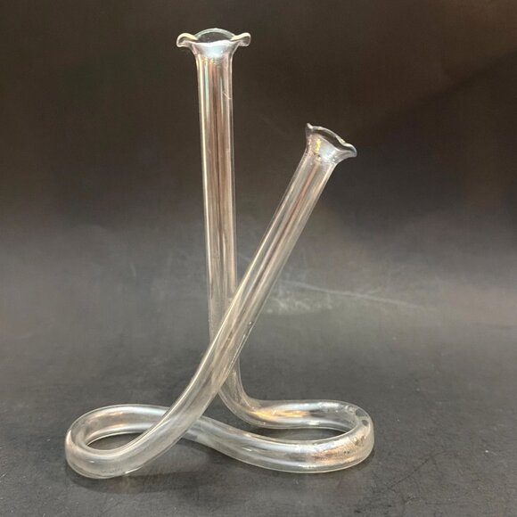Unbranded Other - VTG MCM Hand Blown Bud Propagation Vase Glass Double Twisted Tube Infinity Loop